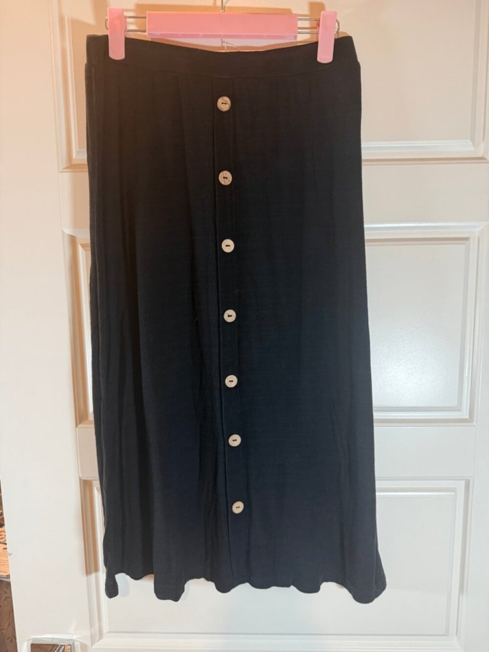 Black Button-Down Midi Skirt
